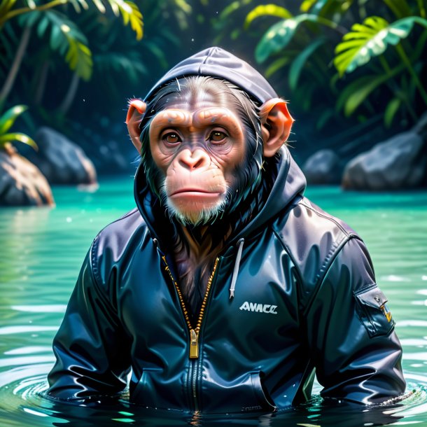 Pic of a chimpanzee in a hoodie in the water