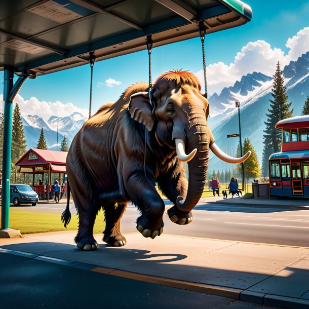 Photo of a swinging on a swing of a mammoth on the bus stop