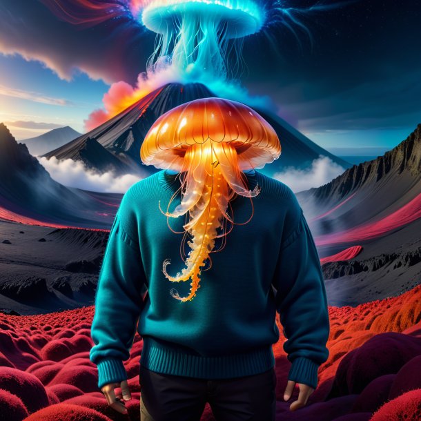 Photo of a jellyfish in a sweater in the volcano