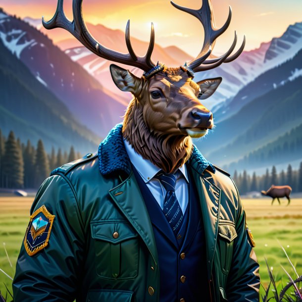 Illustration d'un wapiti dans une veste sur le terrain