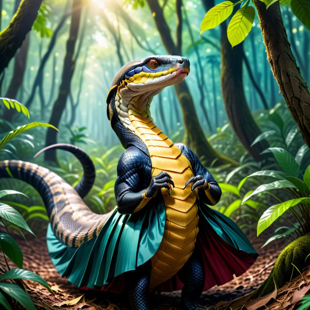 Picture of a king cobra in a skirt in the forest