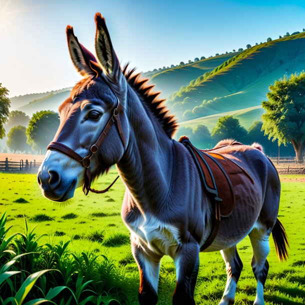 Photo of a playing of a donkey on the field