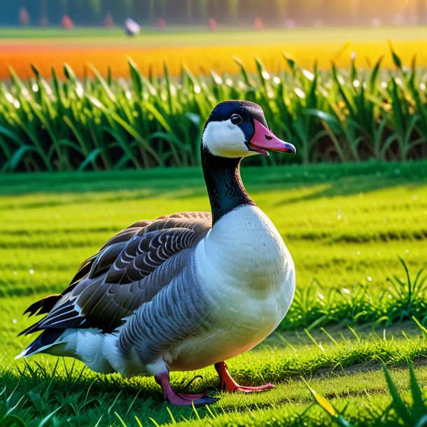 Image of a crying of a goose on the field
