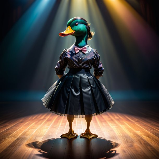 Image of a duck in a black skirt