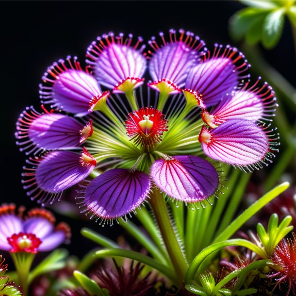 Imagery of a purple round-leaved sundew