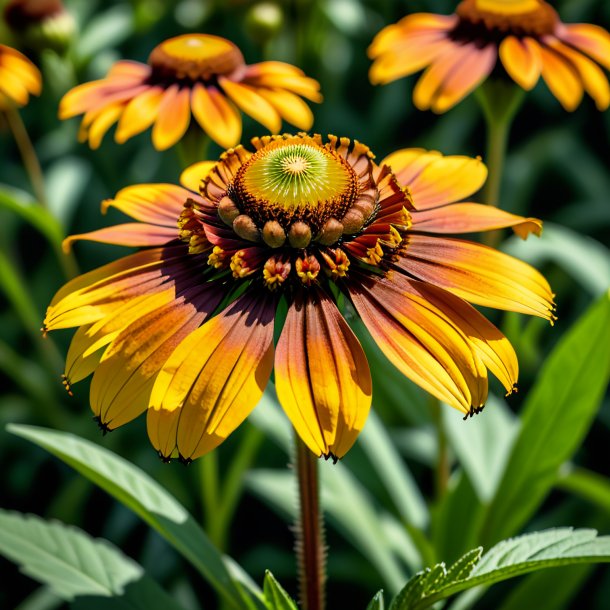 "photography of a brown helenium, smooth"