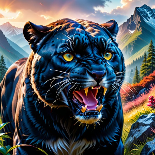 Image of a crying of a panther in the mountains