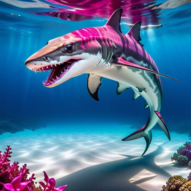 Image of a fuchsia drinking hammerhead shark