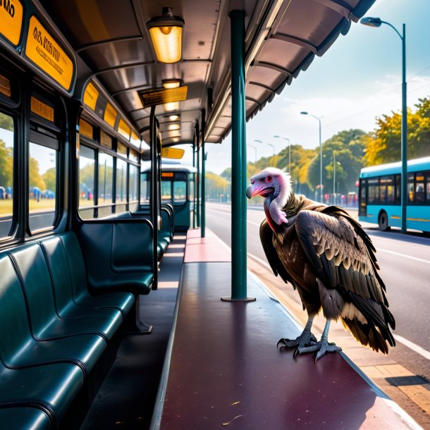 Picture of a eating of a vulture on the bus stop