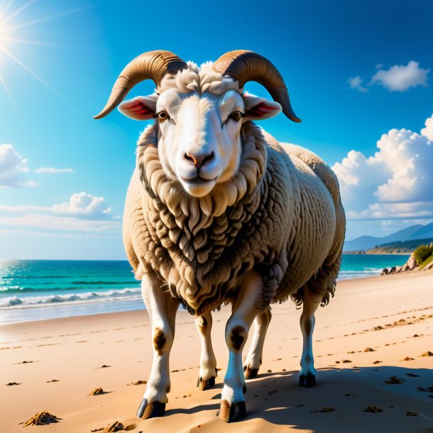 Foto de una amenaza de una oveja en la playa