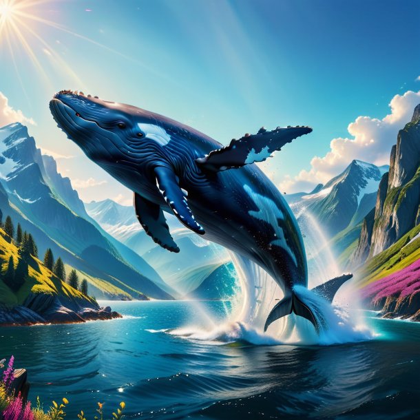 Photo of a jumping of a whale in the mountains