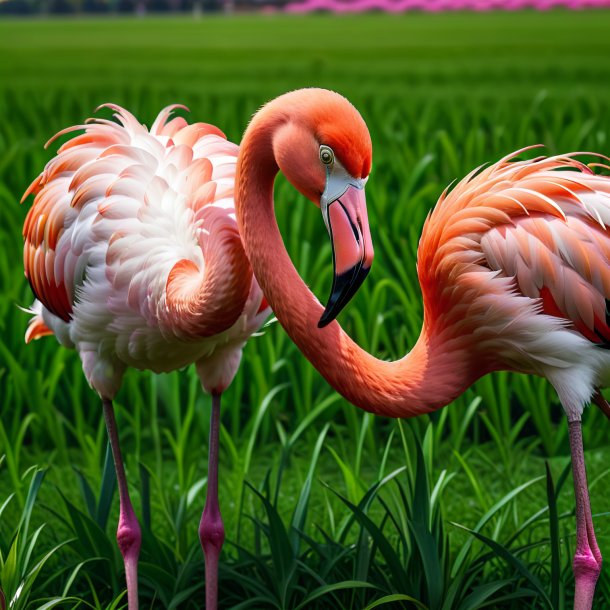 Picture of a crying of a flamingo on the field