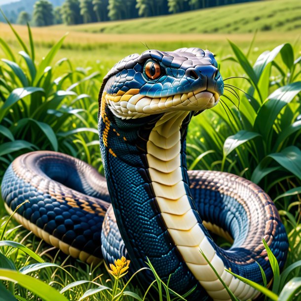 Pic of a king cobra in a jeans in the meadow