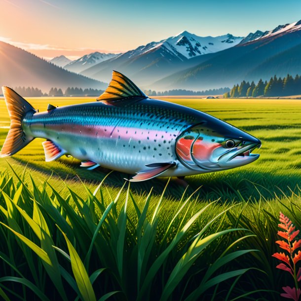 Picture of a waiting of a salmon on the field