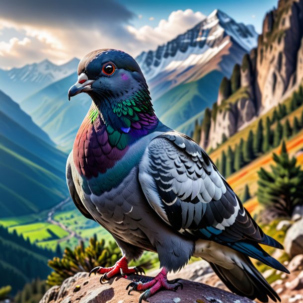 Image d'une colère d'un pigeon dans les montagnes