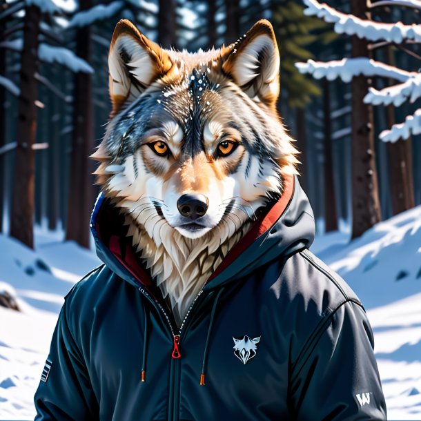 Pic of a wolf in a hoodie in the snow