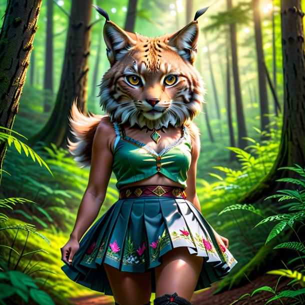 Pic of a lynx in a skirt in the forest
