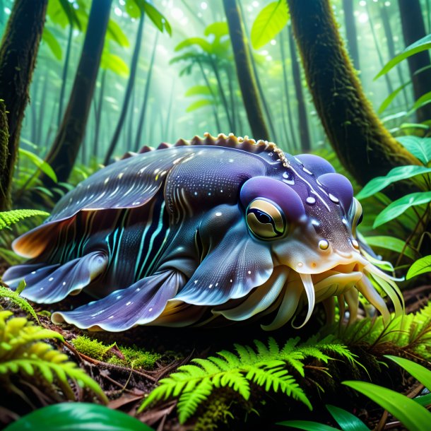Pic of a sleeping of a cuttlefish in the forest