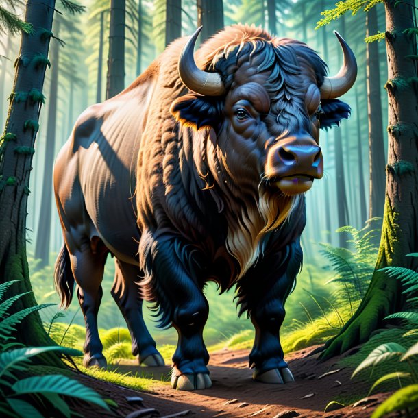 Photo of a buffalo in a trousers in the forest