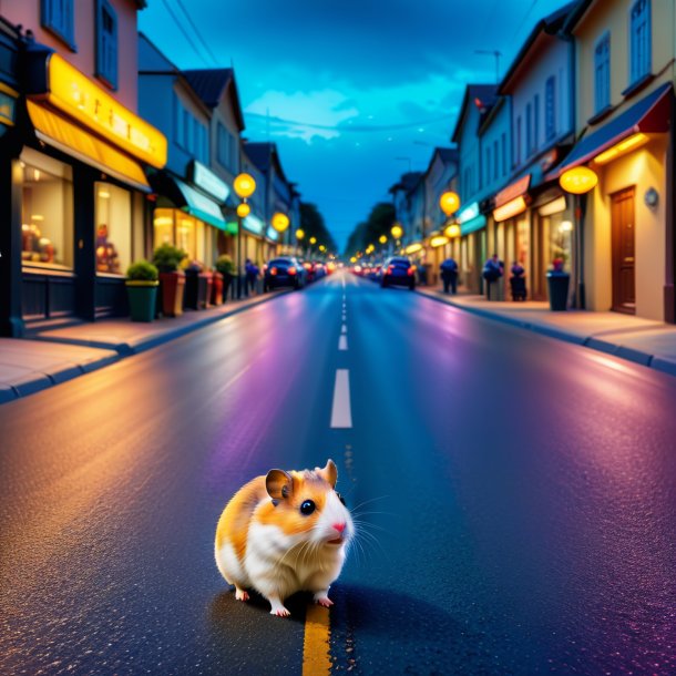 Pic of a waiting of a hamster on the road