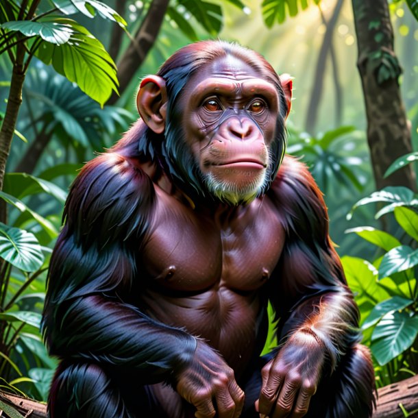 Image of a maroon waiting chimpanzee