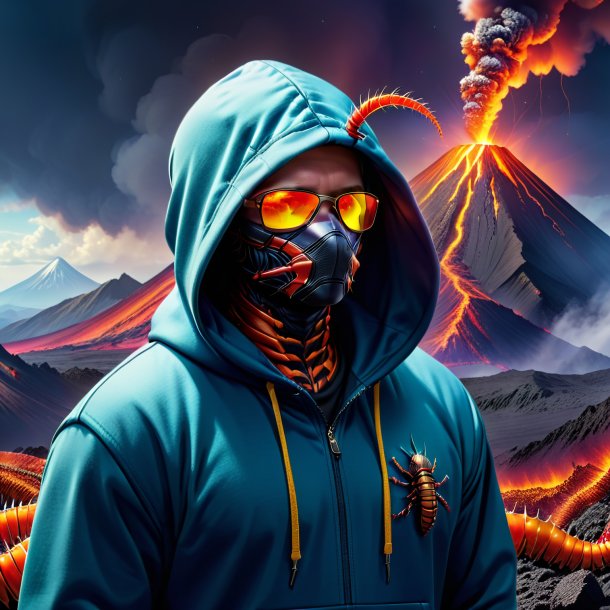 Pic of a centipede in a hoodie in the volcano