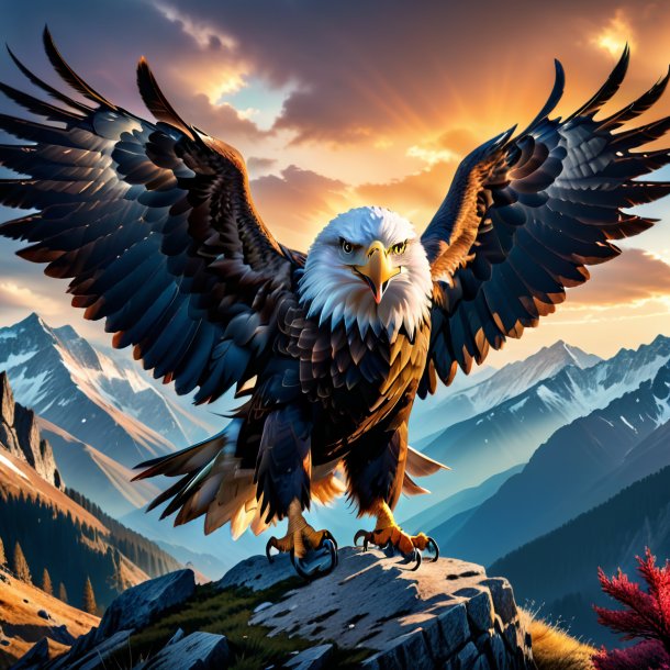 Image of a threatening of a eagle in the mountains