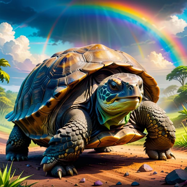 Imagen de un enojado de una tortuga en el arco iris