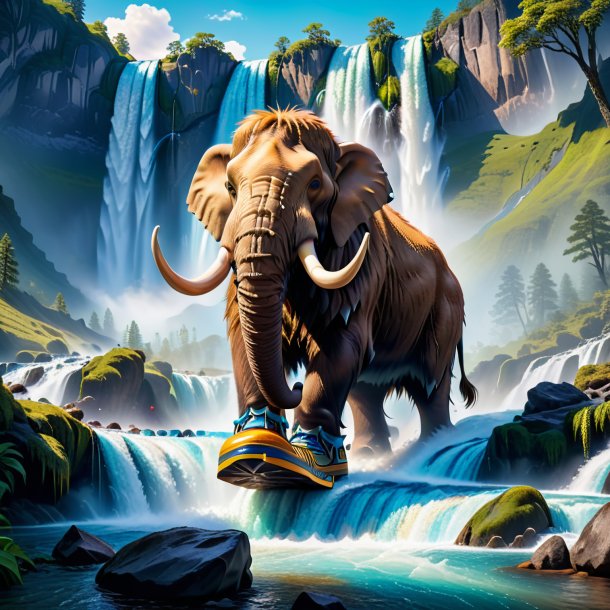 Image of a mammoth in a shoes in the waterfall