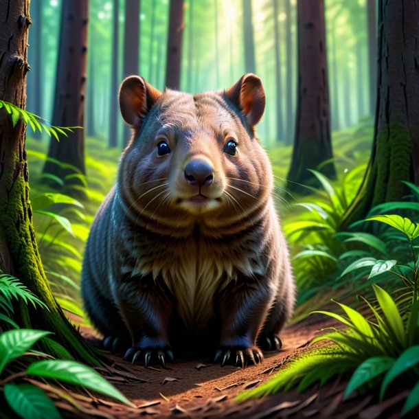 Pic of a waiting of a wombat in the forest