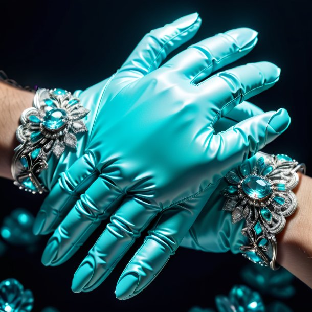 Photographie d'un gants aquamarine de gypse