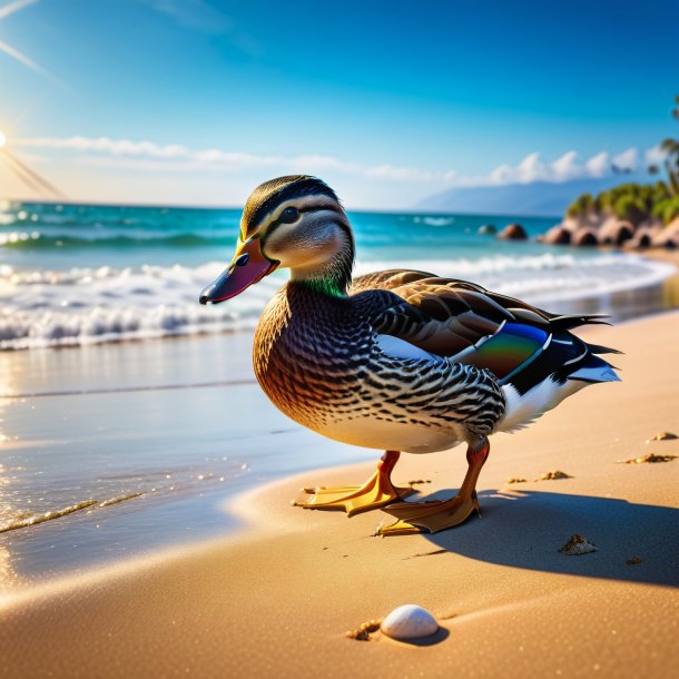Image of a playing of a duck on the beach
