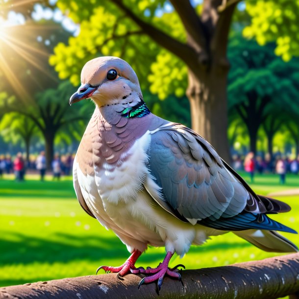 Image d'un sourire d'une colombe dans le parc