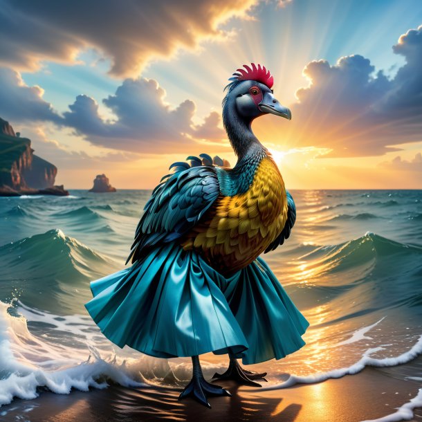 Photo of a dodo in a skirt in the sea