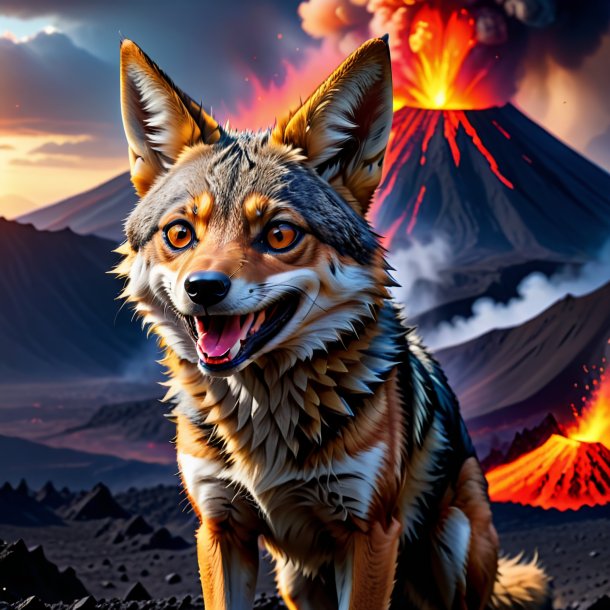 Image of a smiling of a jackal in the volcano
