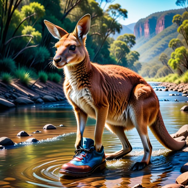 Picture of a kangaroo in a shoes in the river