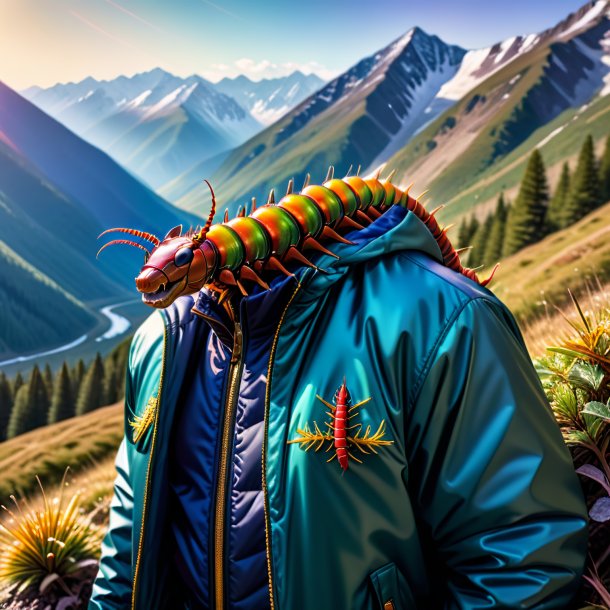 Pic d'un centipede dans une veste dans les montagnes