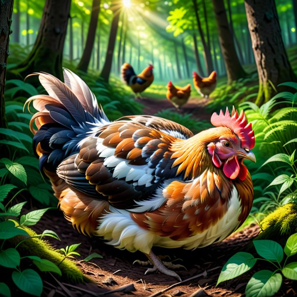 Foto de un sueño de una gallina en el bosque