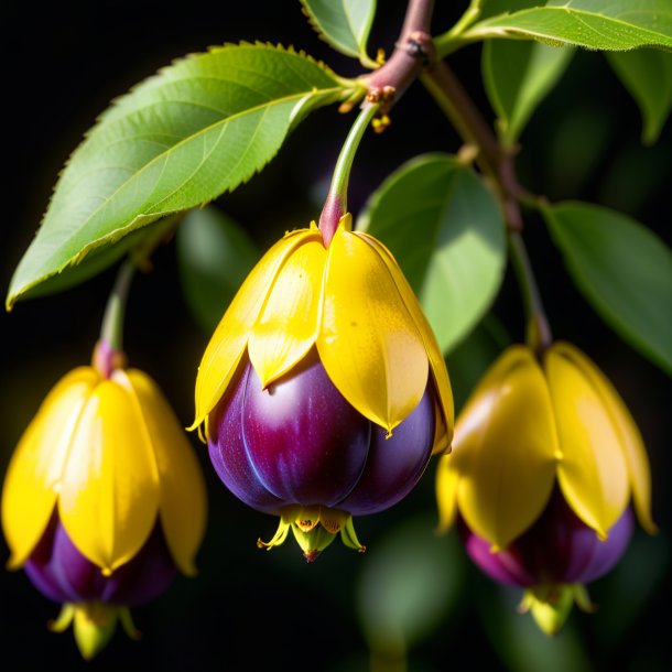 Retrato de uma ameixa amarelo waxbells