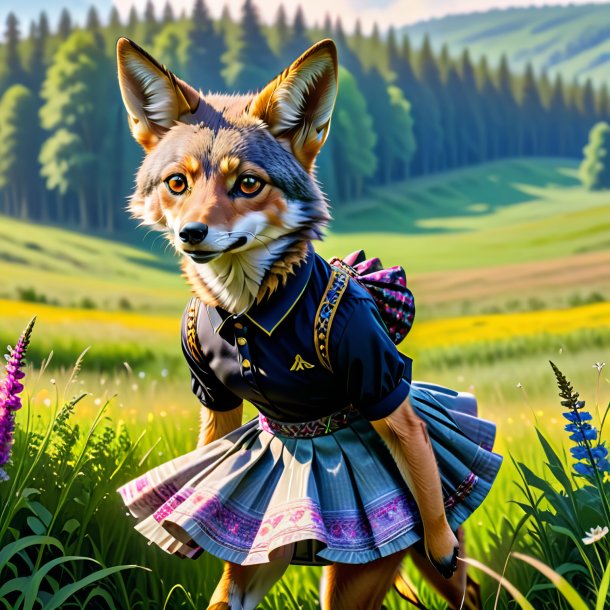Pic of a jackal in a skirt in the meadow