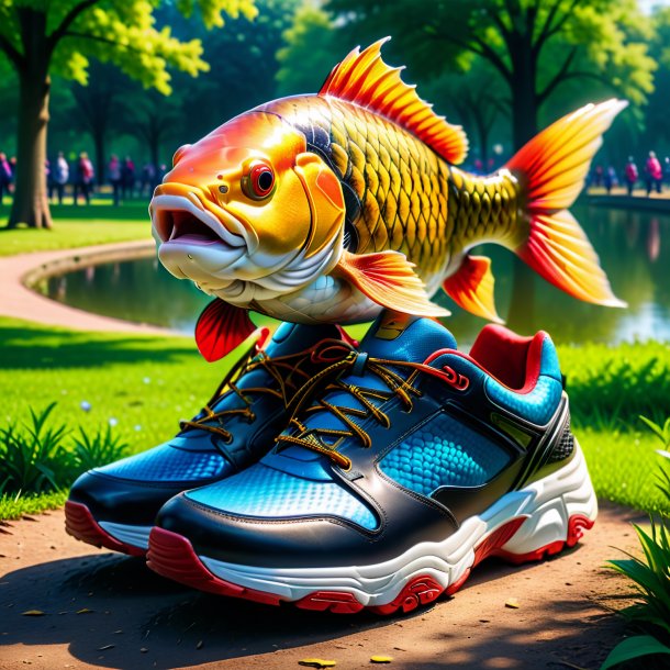 Photo of a carp in a shoes in the park