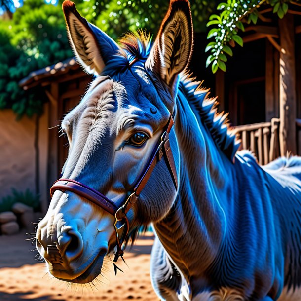 Pic of a blue waiting donkey