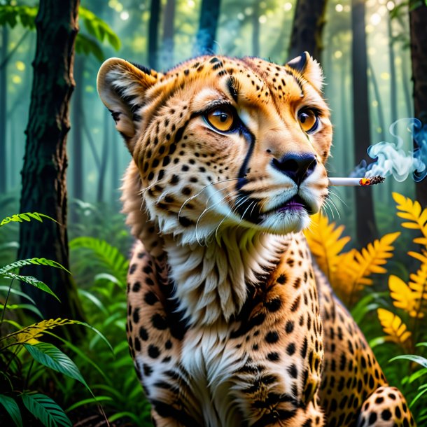 Picture of a smoking of a cheetah in the forest