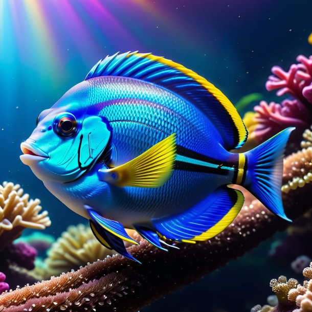 Picture of a blue tang in a belt on the rainbow