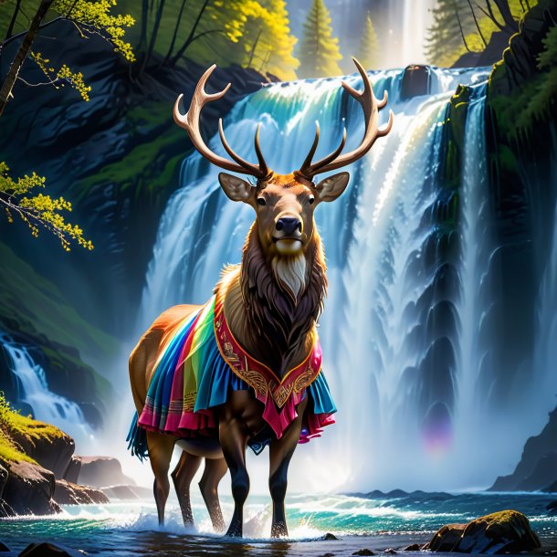 Photo d'un wapiti dans une jupe dans la cascade