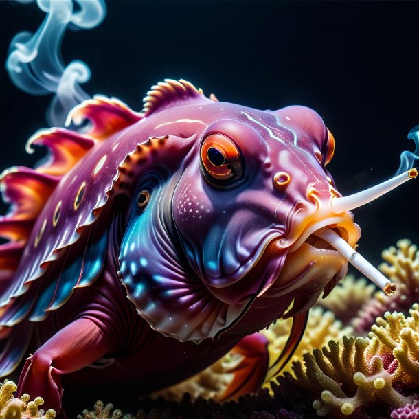 Image of a maroon smoking cuttlefish