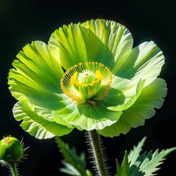 Imagery of a pea green prickly poppy