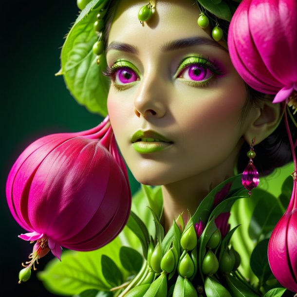 "photo of a pea green lady's-eardrop, fuchsia"