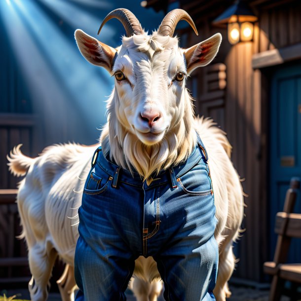 Image of a goat in a blue jeans