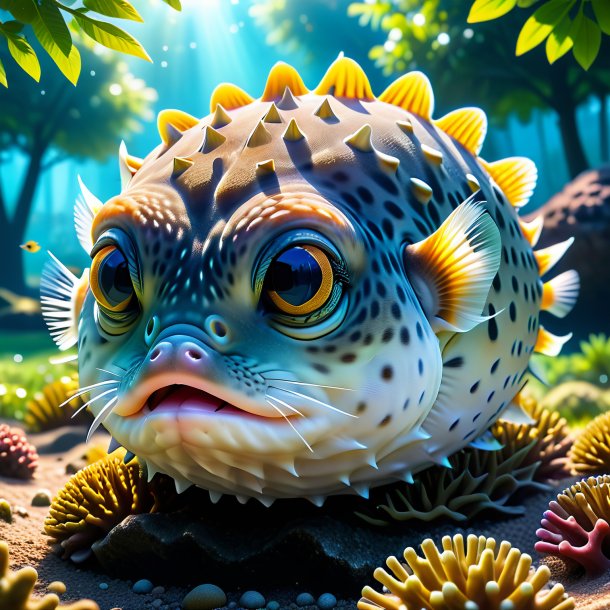 Picture of a sleeping of a pufferfish in the park